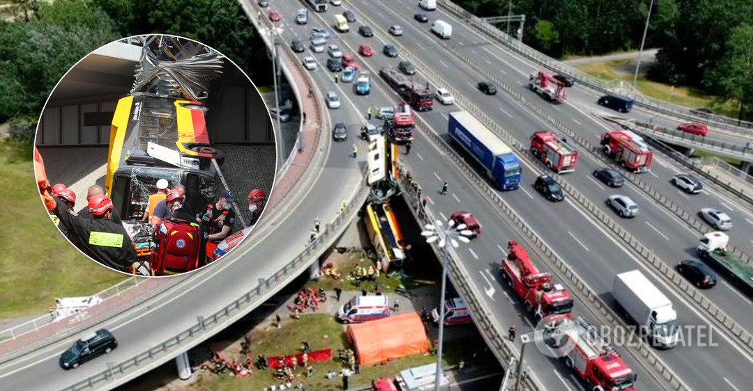У Польщі автобус впав із мосту: є жертви, десятки поранених